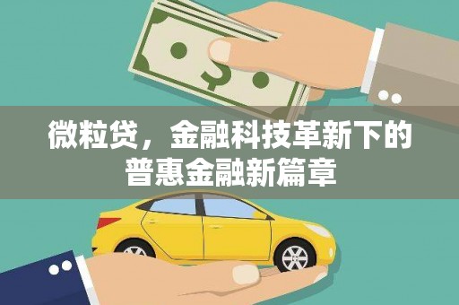 青山微粒贷，金融科技革新下的普惠金融新篇章