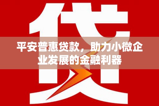 青山平安普惠贷款，助力小微企业发展的金融利器